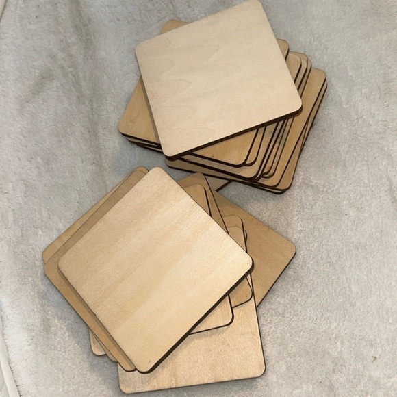 20 Pcs Unfinished Wood Squares Pieces, 4 x 4 Inch Thick Wood Coasters, Wooden - Picture 2 of 5